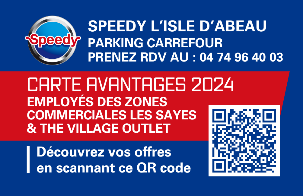 Carte avantages employés - Speedy L'Isle d'Abeau